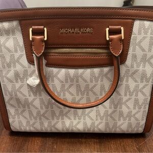 Michael Kors Tan and Gray Monogram Tote